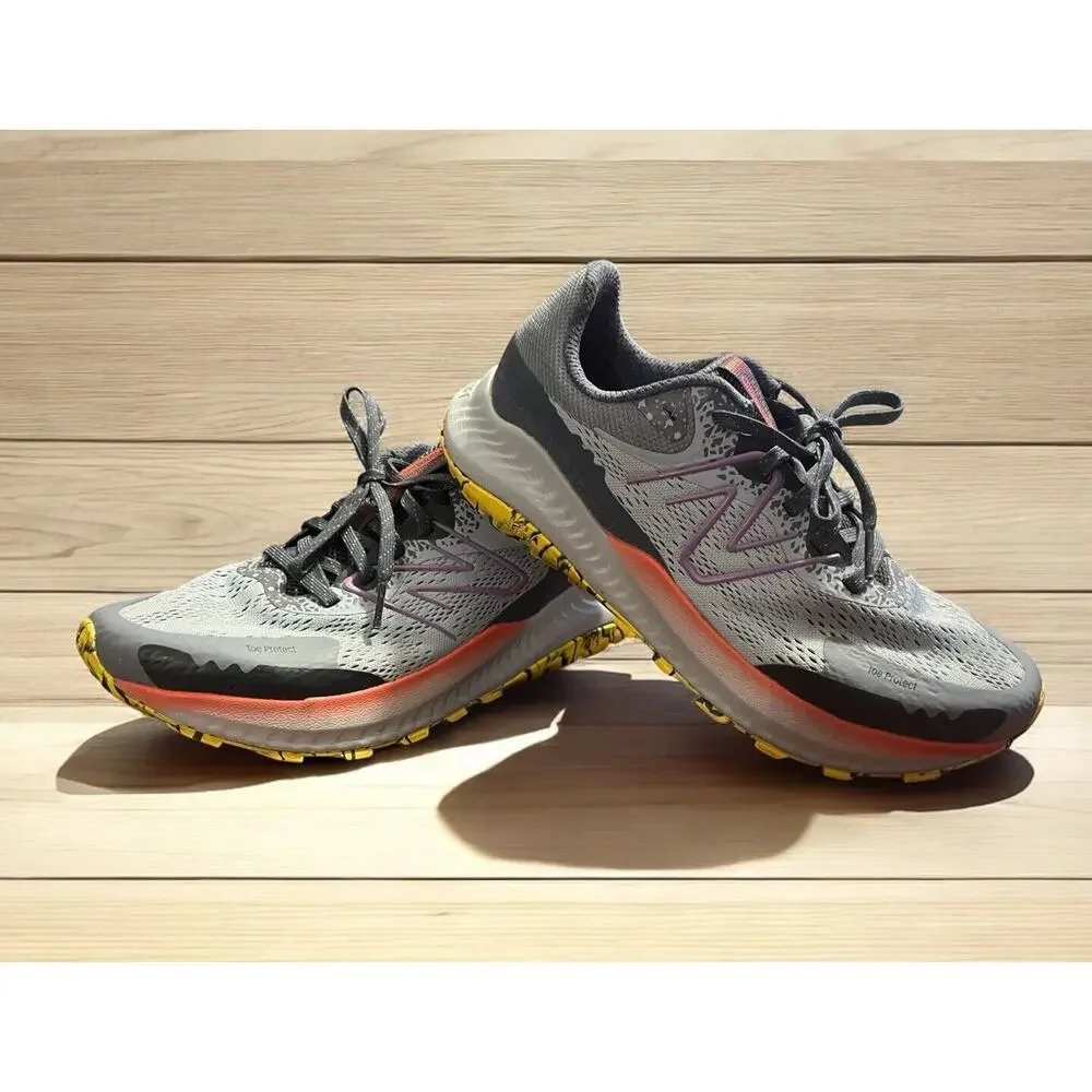 New Balance Gray Athletic Running Shoes with Yellow Accent